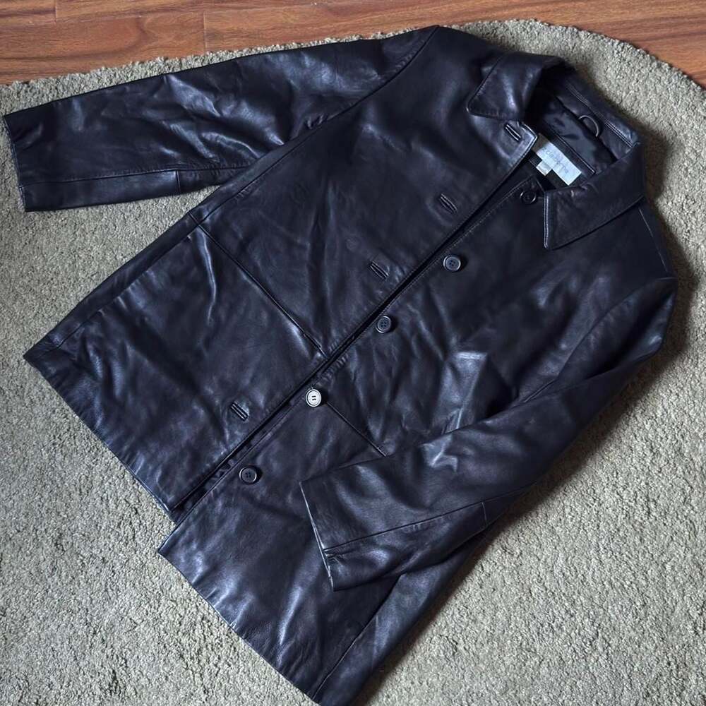 Vintage 90s Liz Claiborne Black Leather Jacket Size L
